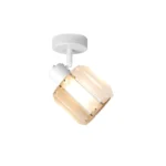 FACET 1 E14 ceiling spot light in sand white with faceted crystal shade, 1 head, lit
