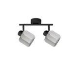 FACET 2 E14 ceiling spot light in sand black with faceted crystal shade, 2 heads, product photo