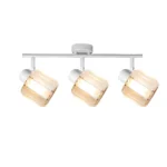 FACET 3 E14 ceiling spot light in sand white with faceted crystal shade, 3 heads, lit