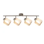 FACET 4 E14 ceiling spot light in beige with faceted crystal shade, 4 heads, lit
