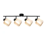 FACET 4 E14 ceiling spot light in sand black with faceted crystal shade, 4 heads, lit