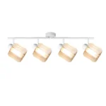 FACET 4 E14 ceiling spot light in sand white with faceted crystal shade, 4 heads, lit