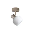 FLUTE 1 E14 ceiling spot light in beige with fluted opal glass shade, 1 head, product photo