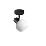 FLUTE 1 E14 ceiling spot light in sand black with fluted opal glass shade, 1 head, product photo