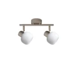 FLUTE 2 E14 ceiling spot light in beige with fluted opal glass shade, 2 heads, product photo