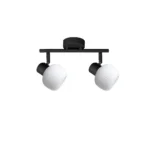 FLUTE 2 E14 ceiling spot light in sand black with fluted opal glass shade, 2 heads, product photo