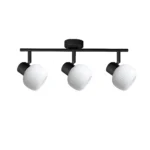 FLUTE 3 E14 ceiling spot light in sand black with fluted opal glass shade, 3 heads, product photo