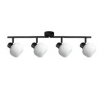 FLUTE 4 E14 ceiling spot light in sand black with fluted opal glass shade, 4 heads, product photo