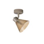 GEMMA 1 G9 ceiling spot light in beige with amber hobnail glass shade, 1 head, product photo