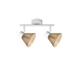 GEMMA 2 G9 ceiling spot light in sand white with amber hobnail glass shade, 2 heads, product photo