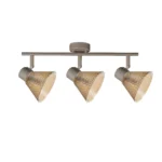 GEMMA 3 G9 ceiling spot light in beige with amber hobnail glass shade, 3 heads, product photo