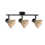 GEMMA 3 G9 ceiling spot light in sand black with amber hobnail glass shade, 3 heads, product photo