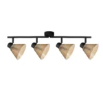 GEMMA 4 G9 ceiling spot light in sand black with amber hobnail glass shade, 4 heads, product photo
