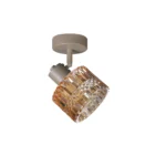GLINT 1 G9 Ceiling Spot Light BEI in beige with amber square-cut glass shade, 1 head, product photo
