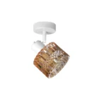 GLINT 1 G9 Ceiling Spot Light WH in sand white with amber square-cut glass shade, 1 head, product photo