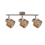 GLINT 3 G9 Ceiling Spot Light BEI in beige with amber square-cut glass shade, 3 heads, product photo