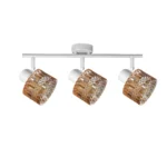 GLINT 3 G9 Ceiling Spot Light WH in sand white with amber square-cut glass shade, 3 heads, product photo
