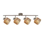 GLINT 4 G9 Ceiling Spot Light BEI in beige with amber square-cut glass shade, 4 heads, lit