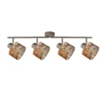 GLINT 4 G9 Ceiling Spot Light BEI in beige with amber square-cut glass shade, 4 heads, product photo