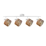 GLINT 4 G9 Ceiling Spot Light WH in sand white with amber square-cut glass shade, 4 heads, product photo