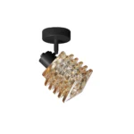HELIX 1 G9 Ceiling Spot Light BK in sand black with twisted amber glass shade, 1 head, product photo
