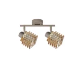 HELIX 2 G9 Ceiling Spot Light BEI in beige with twisted amber glass shade, 2 heads, product photo