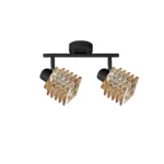 HELIX 2 G9 Ceiling Spot Light BK in sand black with twisted amber glass shade, 2 heads, product photo