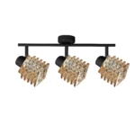 HELIX 3 G9 Ceiling Spot Light BK in sand black with twisted amber glass shade, 3 heads, product photo