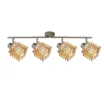 HELIX 4 G9 Ceiling Spot Light BEI in beige with twisted amber glass shade, 4 heads, lit