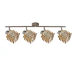 HELIX 4 G9 Ceiling Spot Light BEI in beige with twisted amber glass shade, 4 heads, product photo
