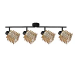 HELIX 4 G9 Ceiling Spot Light BK in sand black with twisted amber glass shade, 4 heads, product photo