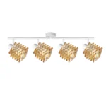 HELIX 4 G9 Ceiling Spot Light WH in sand white with twisted amber glass shade, 4 heads, lit
