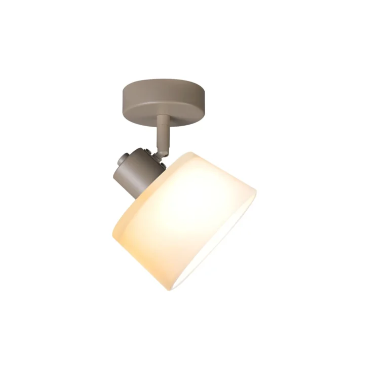 IVORY 1 G9 ceiling spot light in beige with opal white glass shade, 1 head, lit