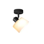 IVORY 1 G9 ceiling spot light in sand black with opal white glass shade, 1 head, lit