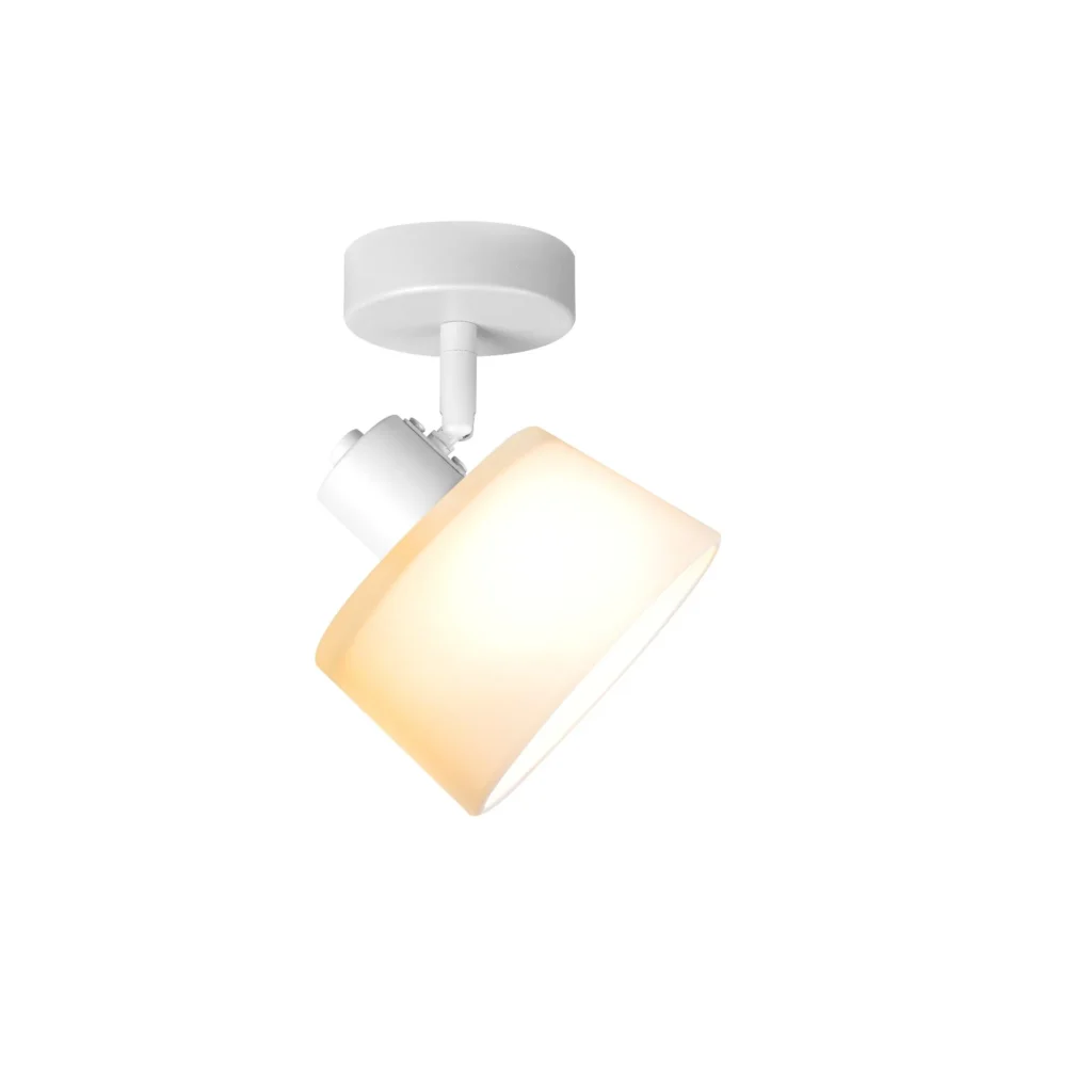 IVORY 1 G9 ceiling spot light in sand white with opal white glass shade, 1 head, lit