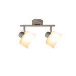 IVORY 2 G9 ceiling spot light in beige with opal white glass shade, 2 heads, lit