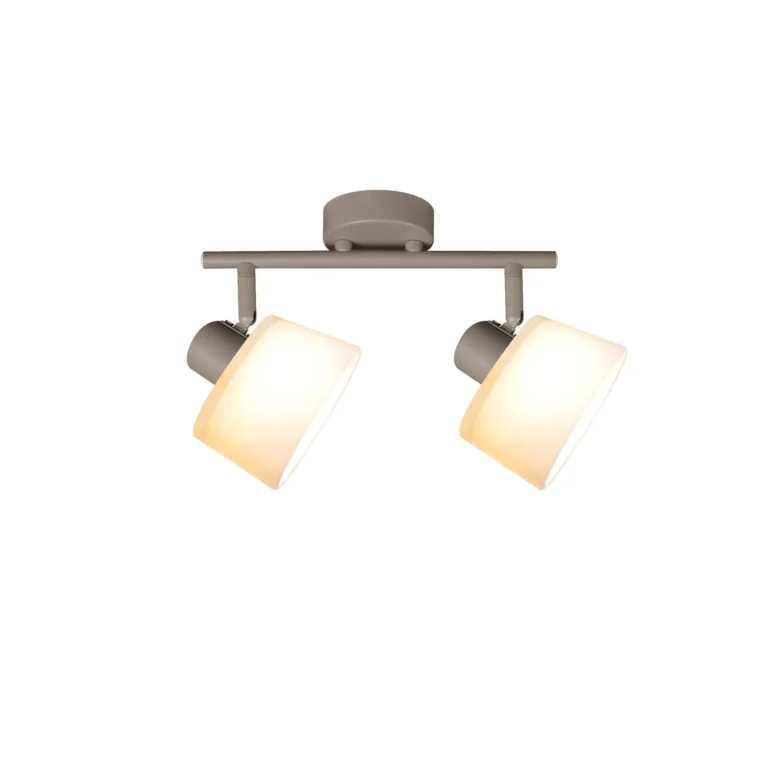 IVORY 2 G9 ceiling spot light in beige with opal white glass shade, 2 heads, lit