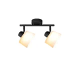 IVORY 2 G9 ceiling spot light in sand black with opal white glass shade, 2 heads, lit