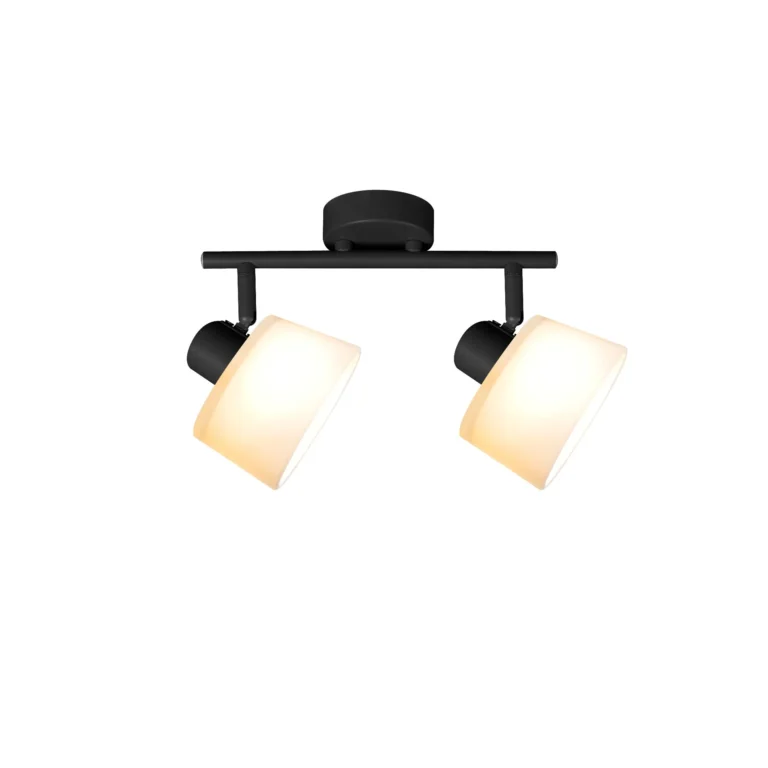 IVORY 2 G9 ceiling spot light in sand black with opal white glass shade, 2 heads, lit
