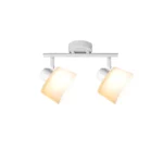 IVORY 2 G9 ceiling spot light in sand white with opal white glass shade, 2 heads, lit