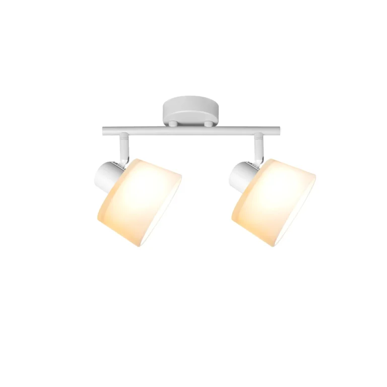 IVORY 2 G9 ceiling spot light in sand white with opal white glass shade, 2 heads, lit