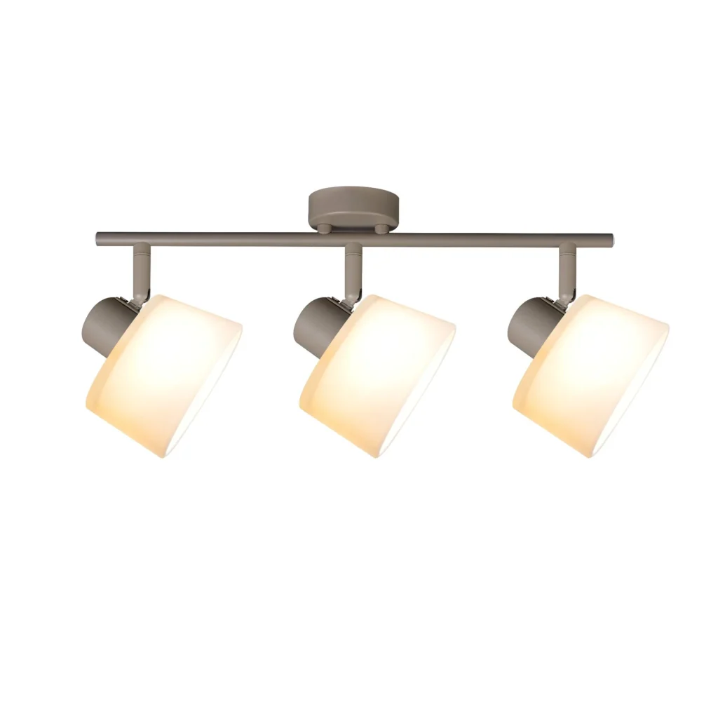 IVORY 3 G9 ceiling spot light in beige with opal white glass shade, 3 heads, lit