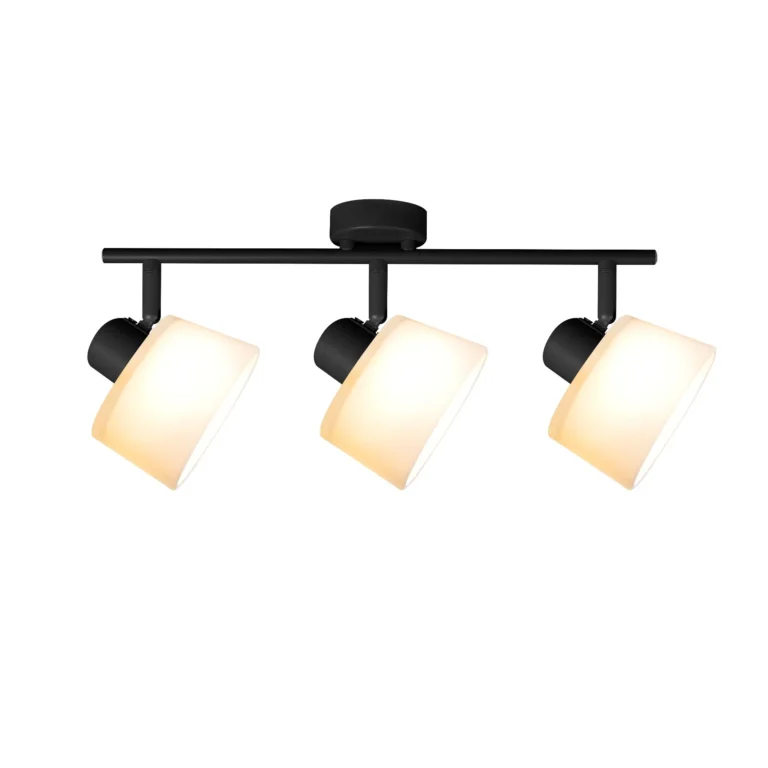 IVORY 3 G9 ceiling spot light in sand black with opal white glass shade, 3 heads, lit