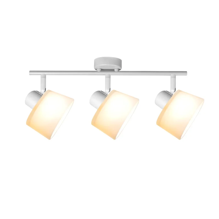 IVORY 3 G9 ceiling spot light in sand white with opal white glass shade, 3 heads, lit
