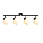 IVORY 4 G9 ceiling spot light in sand black with opal white glass shade, 4 heads, lit