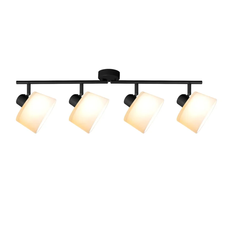 IVORY 4 G9 ceiling spot light in sand black with opal white glass shade, 4 heads, lit