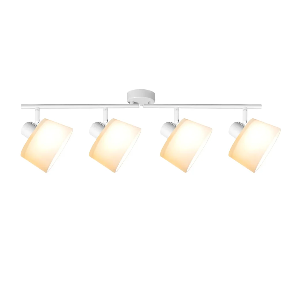 IVORY 4 G9 ceiling spot light in sand white with opal white glass shade, 4 heads, lit