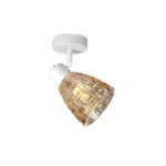 MOSAIC 1 E14 Ceiling Spot Light WH in sand white with amber mosaic crystal shade, 1 head, lit