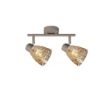 MOSAIC 2 E14 Ceiling Spot Light BEI in beige with amber mosaic crystal shade, 2 heads, lit