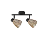 MOSAIC 2 E14 Ceiling Spot Light BK in sand black with amber mosaic crystal shade, 2 heads, product photo
